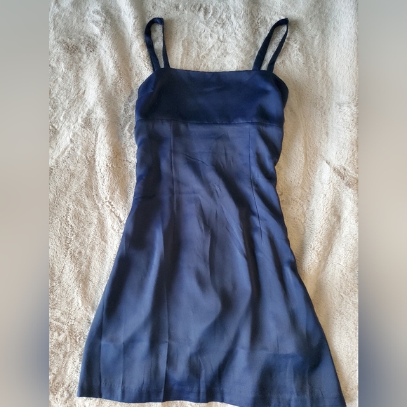 Urban Outfitters Straight Neck Slip Mini Dress Navy - Picture 3 of 10